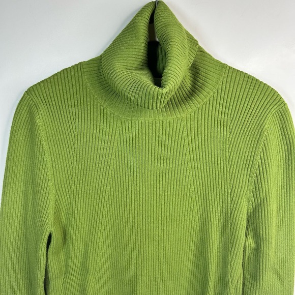 Maeve By Anthropologie Pistachio Lime Green Ribbed Stretchy Turtleneck Sweater M - Picture 4 of 9